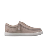 Beige sneaker with a white sole on a white background