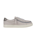 Light grey sneaker with white sole on a white background