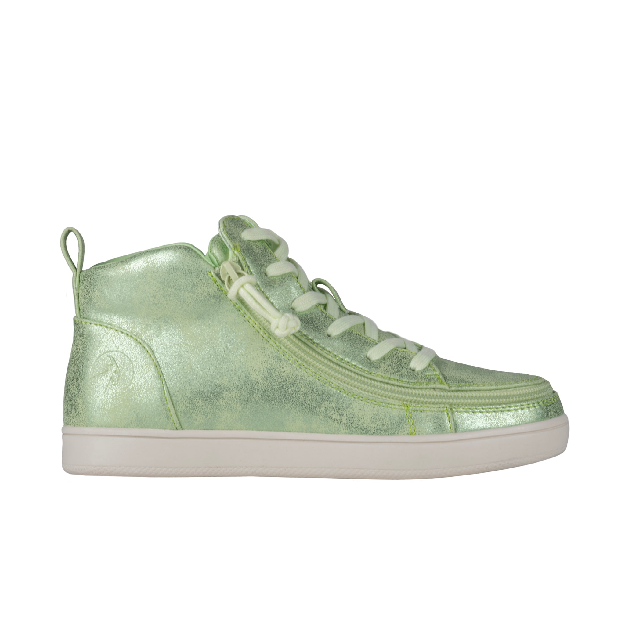 Green mid-top sneaker on a white background