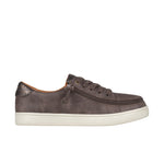 Brown sneaker with a zipper on a white background
