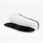 A pair of Women's Black BILLY Cozy Slipper insoles by BILLY Footwear, one flat with black fleece up and the other propped to show the white underside, displayed on a plain white background.