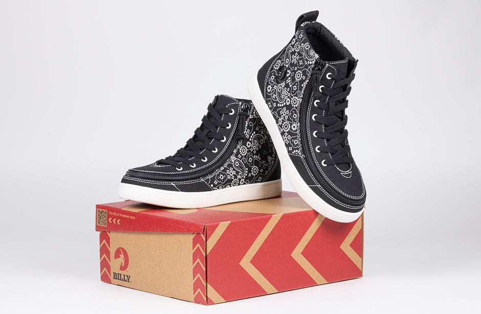 SALE - Women's Black Paisley BILLY Sneaker Classic High Tops