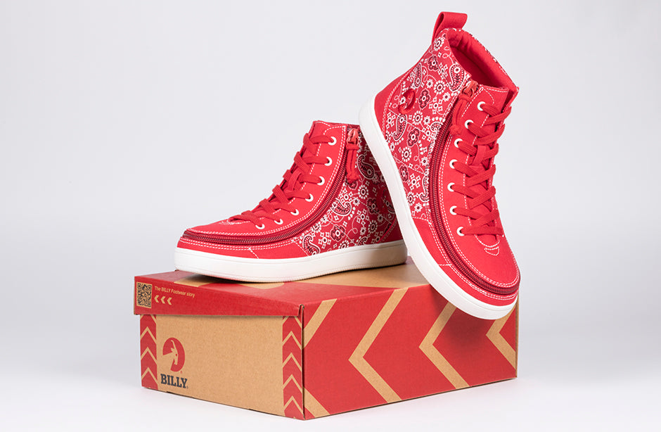 SALE - Women's Red Paisley BILLY Sneaker Classic High Tops