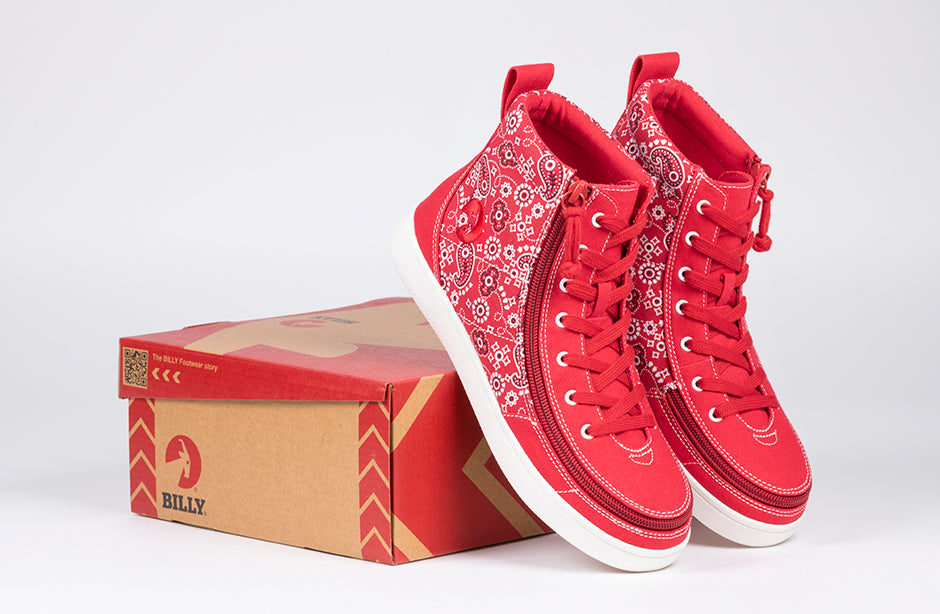 SALE - Women's Red Paisley BILLY Sneaker Classic High Tops
