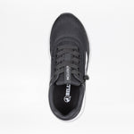 Top view of Women's Black/White BILLY Sport Inclusion sneaker by BILLY Footwear, featuring black laces, mesh fabric, a white sole, and “INCLUSION” printed in white vertically on the tongue. The insole displays the brand logo.
