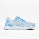 The SALE - Women's Sky Blue BILLY Sport Inclusion by BILLY Footwear features a mesh upper, tie-dye accents, blue laces, a white sole, subtle branding, and an easy on/off zipper design; shown in side profile on a white background.