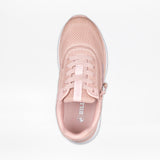 Top view of a single Women's Pink/Exotic BILLY Sport Inclusion sneaker by BILLY Footwear, featuring a mesh toe, matching laces, and a white sole, displayed on a plain white background.
