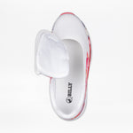 The SALE - Women's Pink Marble BILLY Sport Inclusion by BILLY Footwear is a white and pink athletic sneaker featuring a side zippered flap open to reveal the insole and brand logo, viewed from above on a white background. Accessible design meets sporty style.