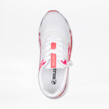Top view of SALE - Women's Pink Marble BILLY Sport Inclusion sneakers by BILLY Footwear, showing a mesh upper, side zipper, red accents, and "INCLUSION" on the tongue with a gray BILLY logo on the insole for accessible style.