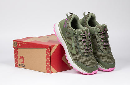 Women's Olive/Pink BILLY Inclusion Trail Sneakers