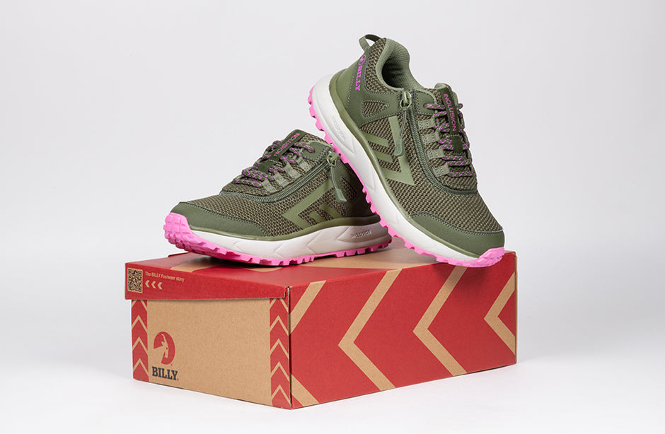 Women's Olive/Pink BILLY Inclusion Trail Sneakers