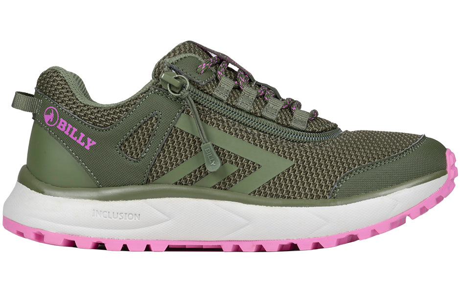 Women's Olive/Pink BILLY Inclusion Trail Sneakers