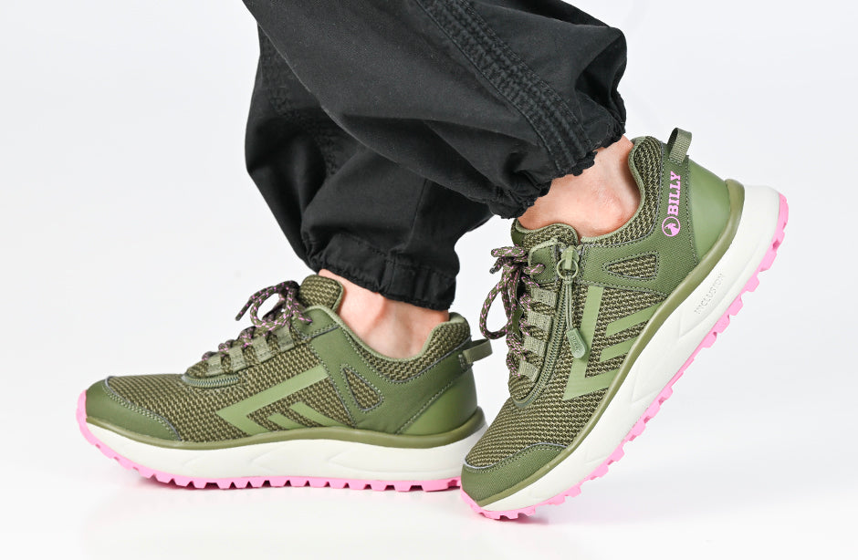 Women's Olive/Pink BILLY Inclusion Trail Sneakers