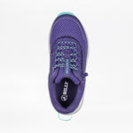 The Women's Purple/Mint BILLY Inclusion Trail by BILLY Footwear features turquoise and white laces, an easy on-off zipper, "INCLUSION" on the tongue, a textured mesh design, and the signature BILLY Footwear logo.