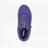 The Women's Purple/Mint BILLY Inclusion Trail by BILLY Footwear features turquoise and white laces, an easy on-off zipper, "INCLUSION" on the tongue, a textured mesh design, and the signature BILLY Footwear logo.