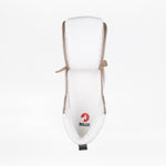 The Women's White/Tan/Black BILLY Comfort DZ High by BILLY Footwear features a wide opening, brown double side zippers, and a red BILLY logo on the insole for easy access. Comfortable walking shoes shown on a white background.