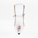 The Women's White/Tan/Black BILLY Comfort DZ High by BILLY Footwear features a wide opening, brown double side zippers, and a red BILLY logo on the insole for easy access. Comfortable walking shoes shown on a white background.