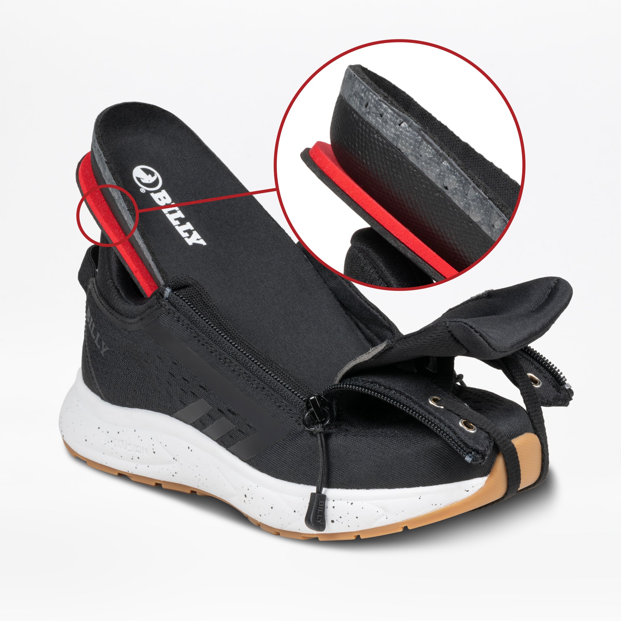 Women's Black/White/Gum BILLY Sport Inclusion DZ1 – BILLY Footwear