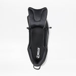 Top view of a Women's Black/White/Gum BILLY Sport Inclusion DZ1 sneaker by BILLY Footwear, with the upper unzipped to show the interior and insole logo. Designed for easy access, these women's athletic sneakers provide adaptive comfort.