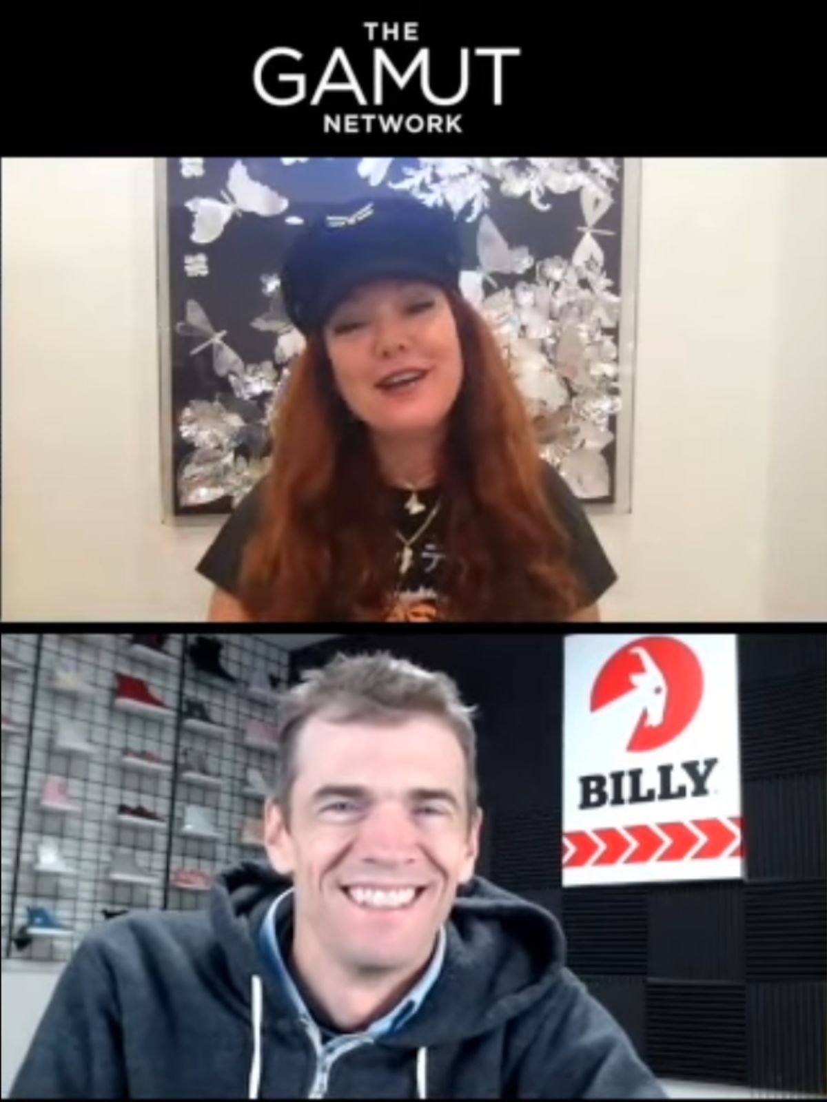 Two people in a video call with 'The Gamut Network' logo above them.