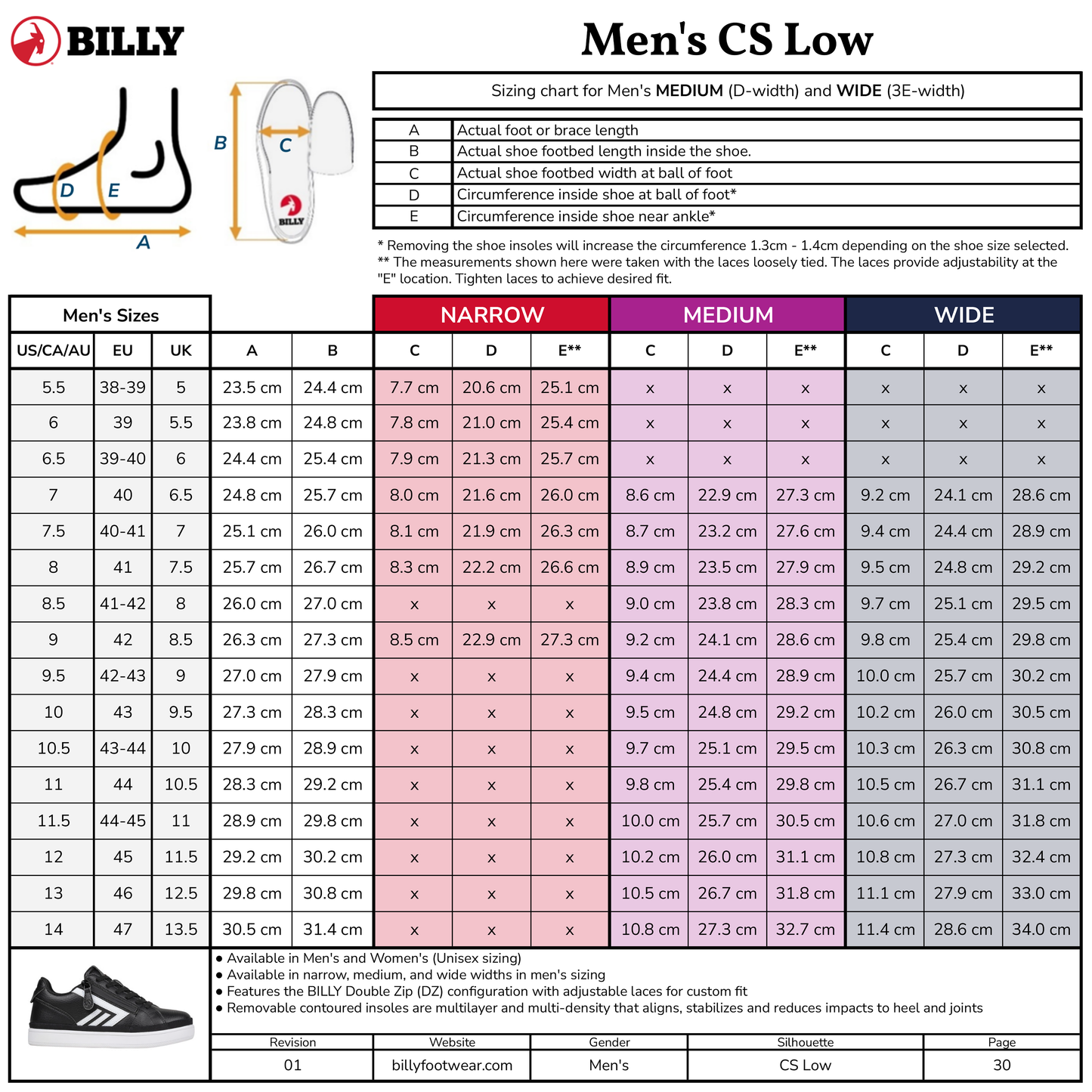 Men's Black/White BILLY CS Low