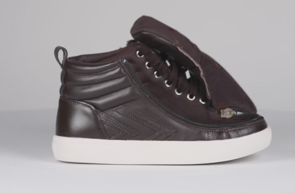 open/closed video view of Brown Leather BILLY Ten9 CS Sneaker High Tops