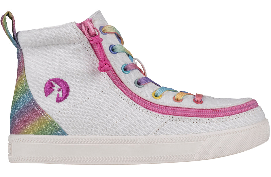 Billy Footwear Toddler Classic Lace Zip High Top - White Rainbow 6