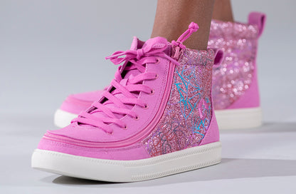 Billy Footwear Kids Classic Lace High (Toddler/Little Kid/Big Kid) Girls Shoes Pink Print : 7 Big Kid M