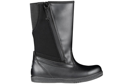 Black Rain Boots, zipper shoes, like velcro, that are adaptive, accessible, inclusive and use universal design to accommodate an afo. BILLY Footwear is medium and wide width, M, D and EEE, are comfortable, and come in toddler, kids, mens, and womens sizing.