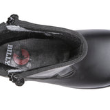 Black Rain Boots, zipper shoes, like velcro, that are adaptive, accessible, inclusive and use universal design to accommodate an afo. BILLY Footwear is medium and wide width, M, D and EEE, are comfortable, and come in toddler, kids, mens, and womens sizing.