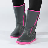 Grey Rain Boots, zipper shoes, like velcro, that are adaptive, accessible, inclusive and use universal design to accommodate an afo. BILLY Footwear is medium and wide width, M, D and EEE, are comfortable, and come in toddler, kids, mens, and womens sizing.