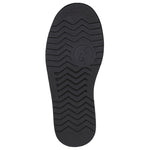 Outsole of Kid's Black BILLY Cozy Quilt Lux Boots, zipper shoes, like velcro, that are adaptive, accessible, inclusive and use universal design to accommodate an afo. BILLY Footwear is medium and wide width, M, D and EEE, are comfortable, and come in toddler, kids, mens, and womens sizing.