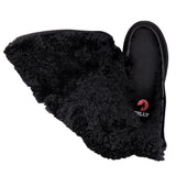 Open view of Kid's Black BILLY Cozy Quilt Lux Boots, zipper shoes, like velcro, that are adaptive, accessible, inclusive and use universal design to accommodate an afo. BILLY Footwear is medium and wide width, M, D and EEE, are comfortable, and come in toddler, kids, mens, and womens sizing.
