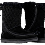 Kid's Black BILLY Cozy Quilt Lux Boots, zipper shoes, like velcro, that are adaptive, accessible, inclusive and use universal design to accommodate an afo. BILLY Footwear is medium and wide width, M, D and EEE, are comfortable, and come in toddler, kids, mens, and womens sizing.