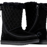 Kid's Black BILLY Cozy Quilt Lux Boots, zipper shoes, like velcro, that are adaptive, accessible, inclusive and use universal design to accommodate an afo. BILLY Footwear is medium and wide width, M, D and EEE, are comfortable, and come in toddler, kids, mens, and womens sizing.