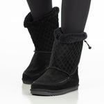 on-foot, toes toward camera, of cozy boot