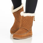 on-foot, toes toward camera, of cozy boots