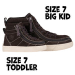 sizing comparison view of Brown Suede BILLY Ten9 Street High Tops