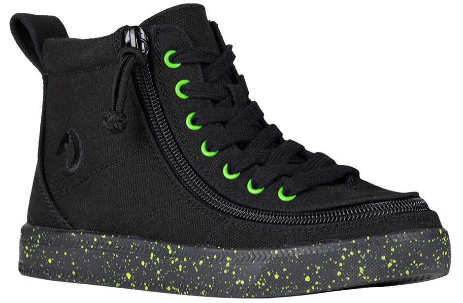 FINAL SALE - Black/Green Speckle BILLY Classic Lace High Tops