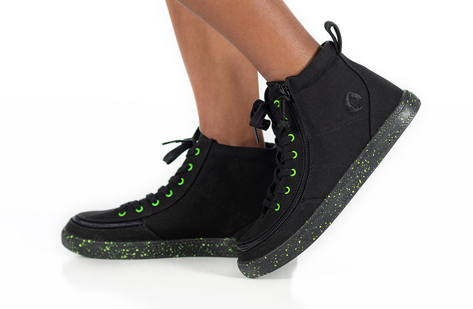 FINAL SALE - Black/Green Speckle BILLY Classic Lace High Tops