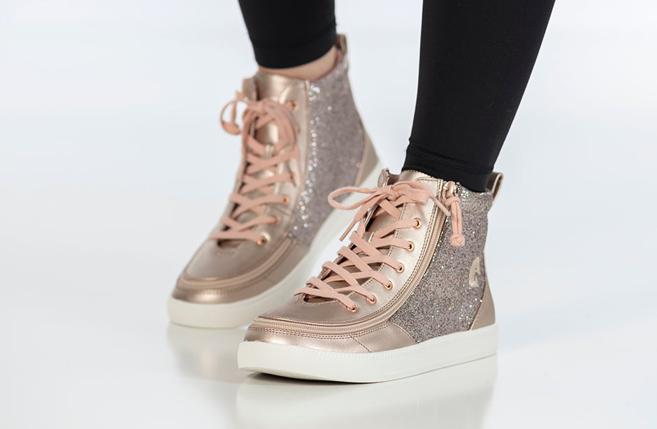 Women's Rose Gold BILLY Sneaker Lace Mid Tops – BILLY Footwear