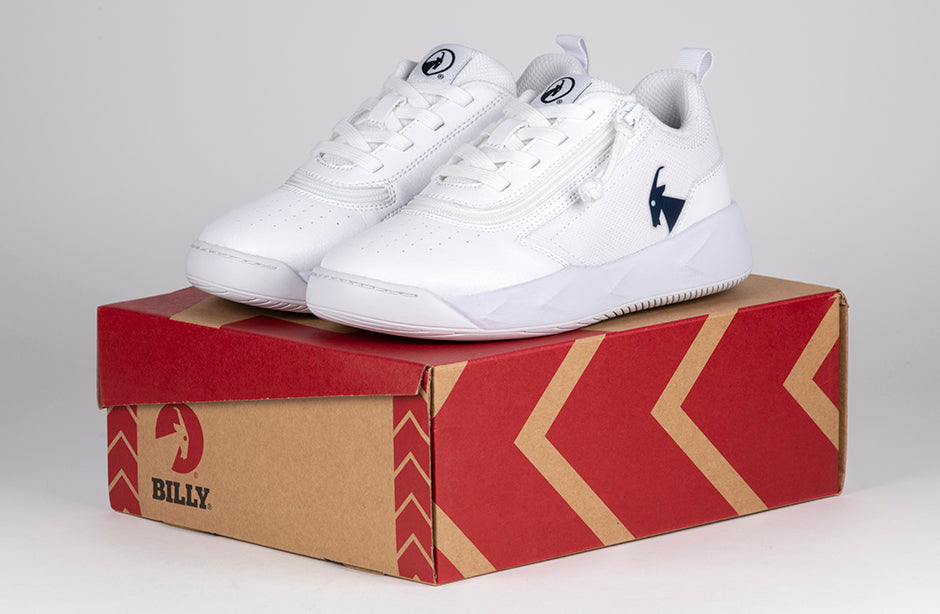 SALE - White/Navy BILLY Sport Court Athletic Sneakers – BILLY Footwear