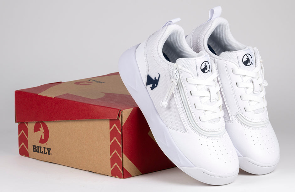 SALE - White/Navy BILLY Sport Court Athletic Sneakers