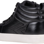 reverse 3/4 view of Black Leather BILLY Ten9 CS Sneaker High Tops