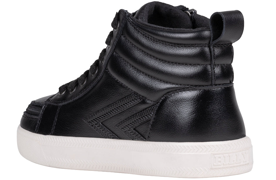 reverse 3/4 view of Black Leather BILLY Ten9 CS Sneaker High Tops