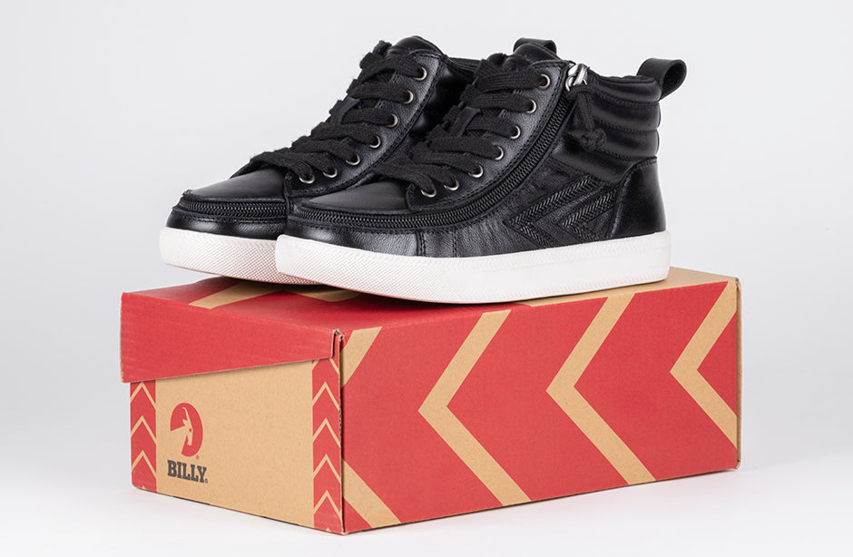 on box view of Black Leather BILLY Ten9 CS Sneaker High Tops