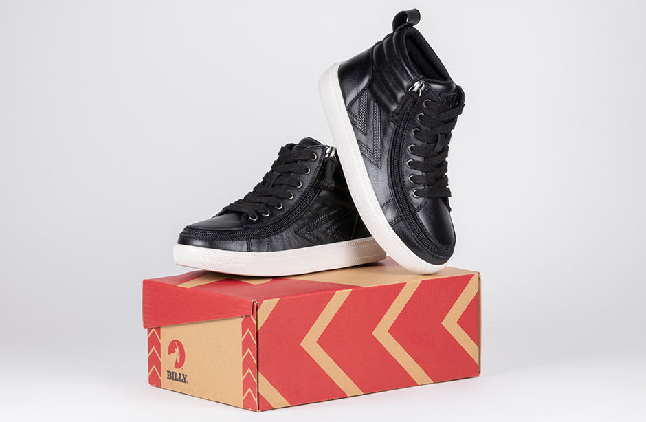 above box view of Black Leather BILLY Ten9 CS Sneaker High Tops