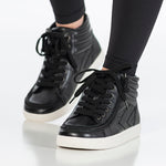 toes toward camera view of Black Leather BILLY Ten9 CS Sneaker High Tops