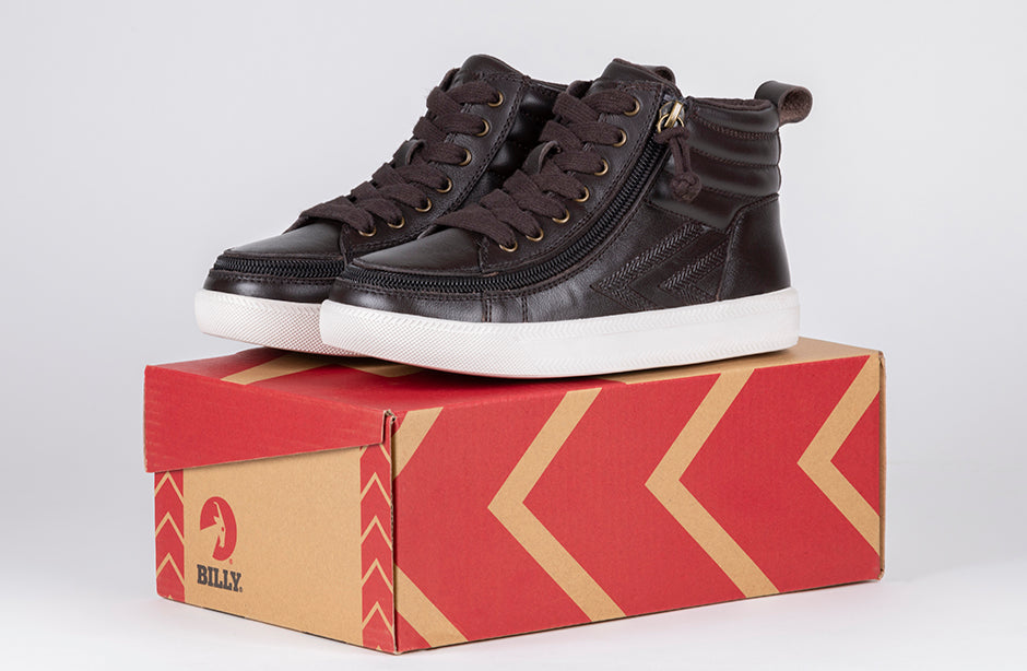 on box view of Brown Leather BILLY Ten9 CS Sneaker High Tops
