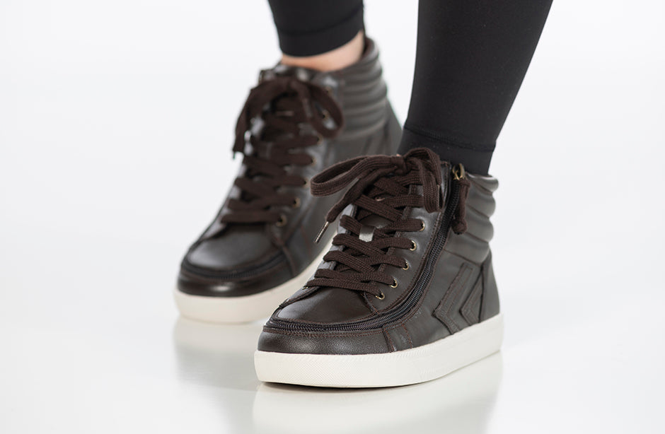toes toward camera view of Brown Leather BILLY Ten9 CS Sneaker High Tops